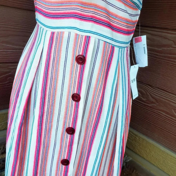 NWT TEEZE ME Pink Striped Spaghetti Strap Sweetheart Neckline Midi Dress Juniors - Picture 8 of 11